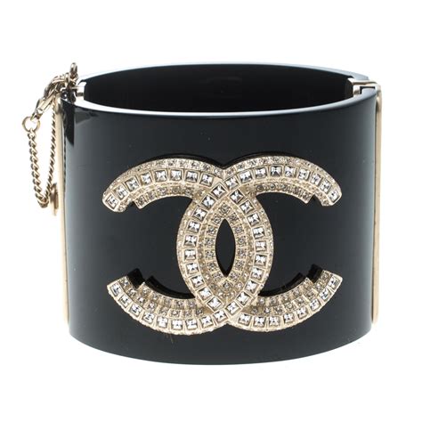 chanel cuff bracelet resin ivory black|chanel jewelry bracelets.